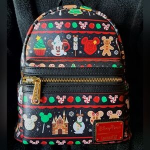Disney Parks Christmas Print Loungefly Mini Backpack